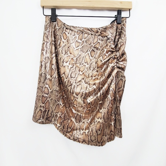 ZARA Sequin Snake Print Ruched Mini Skirt NWT - Picture 4 of 7